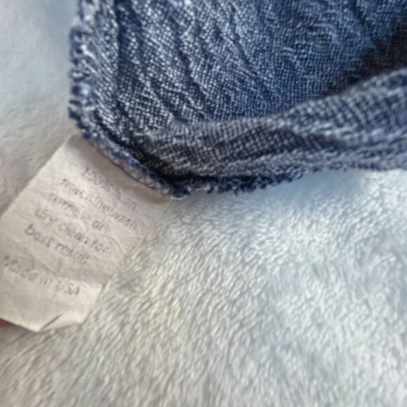 Christopher Calvin Womens Blue Linen Button-Down Long Sleeve Tunic Top Large - Picture 4 of 4